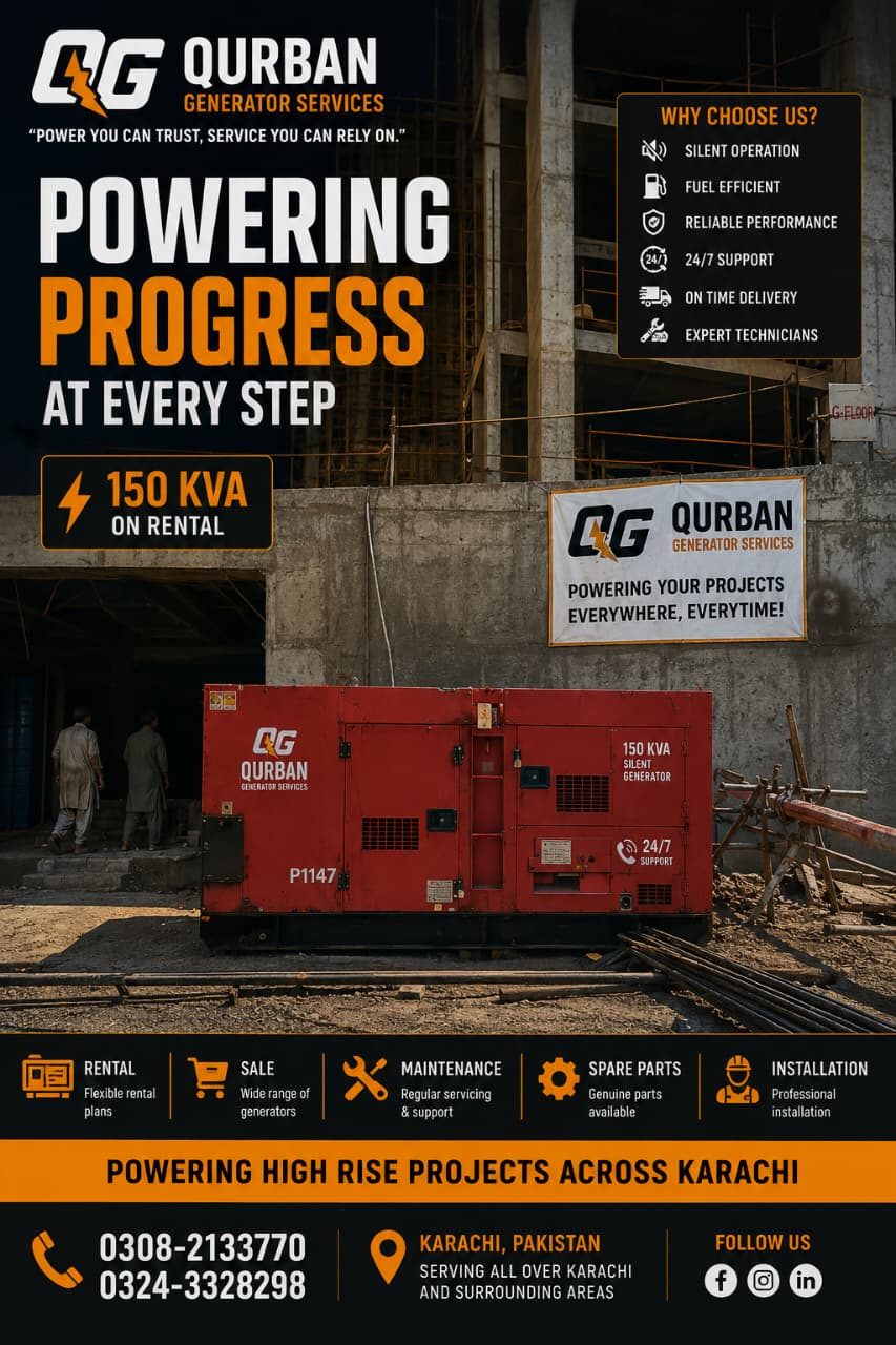 150 KVA sound-proof diesel generator for rent in Karachi