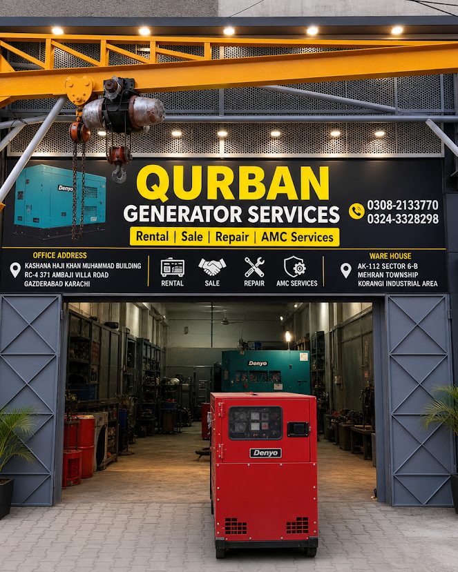 Qurban Generator Services depot in Karachi, established 1992